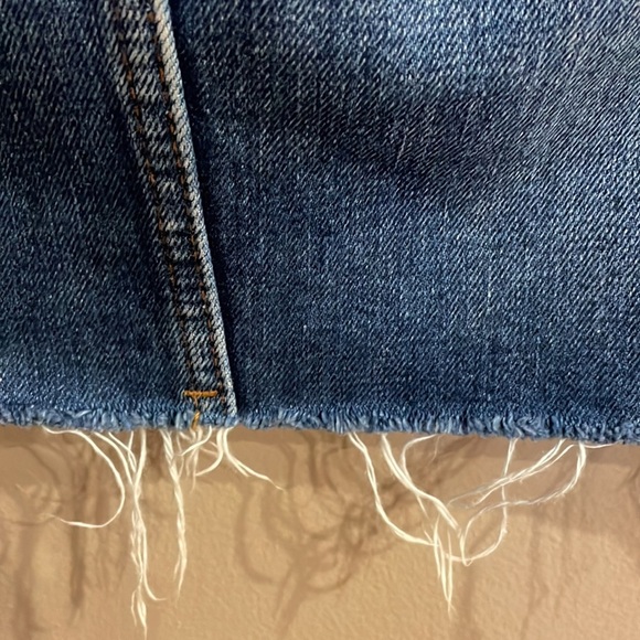 TOPSHOP MOTO denim mini skirt frayed hem 5 pockets zip front button closure 8 - Picture 7 of 12